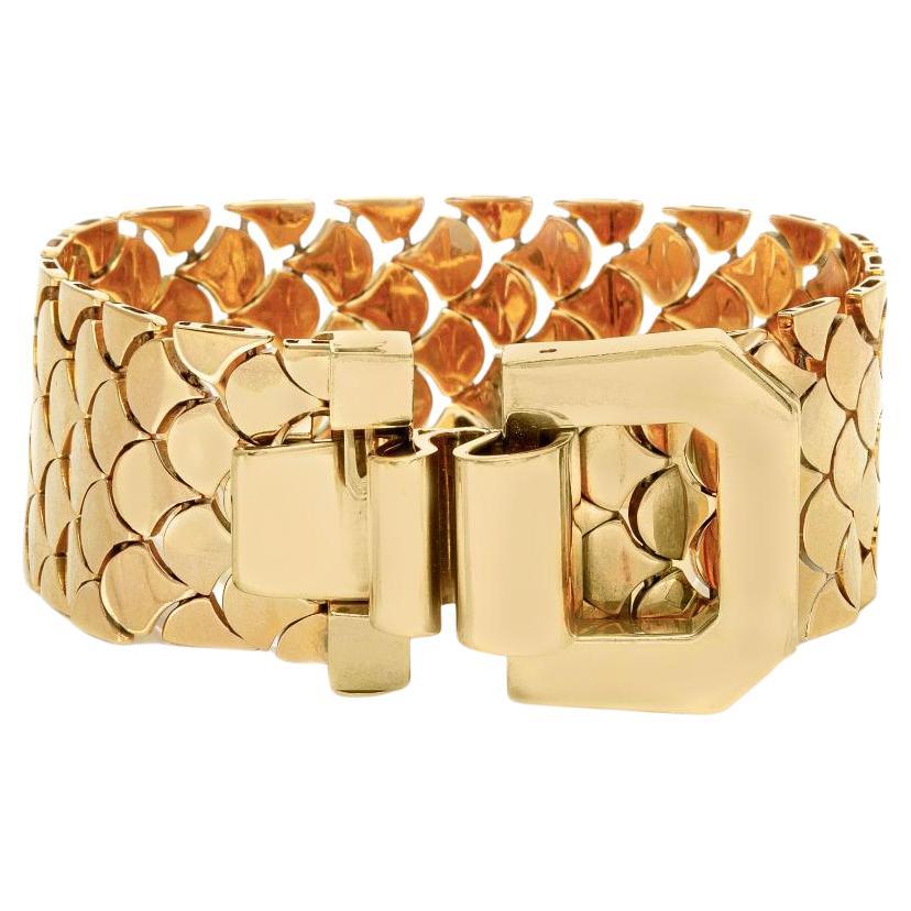 Vintage 1940s Retro Scale Link Buckle Bracelet
