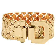 Vintage 1940s Retro Scale Link Buckle Bracelet