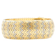 Vintage 1940s Retro Tri-Toned Wave Link Bracelet