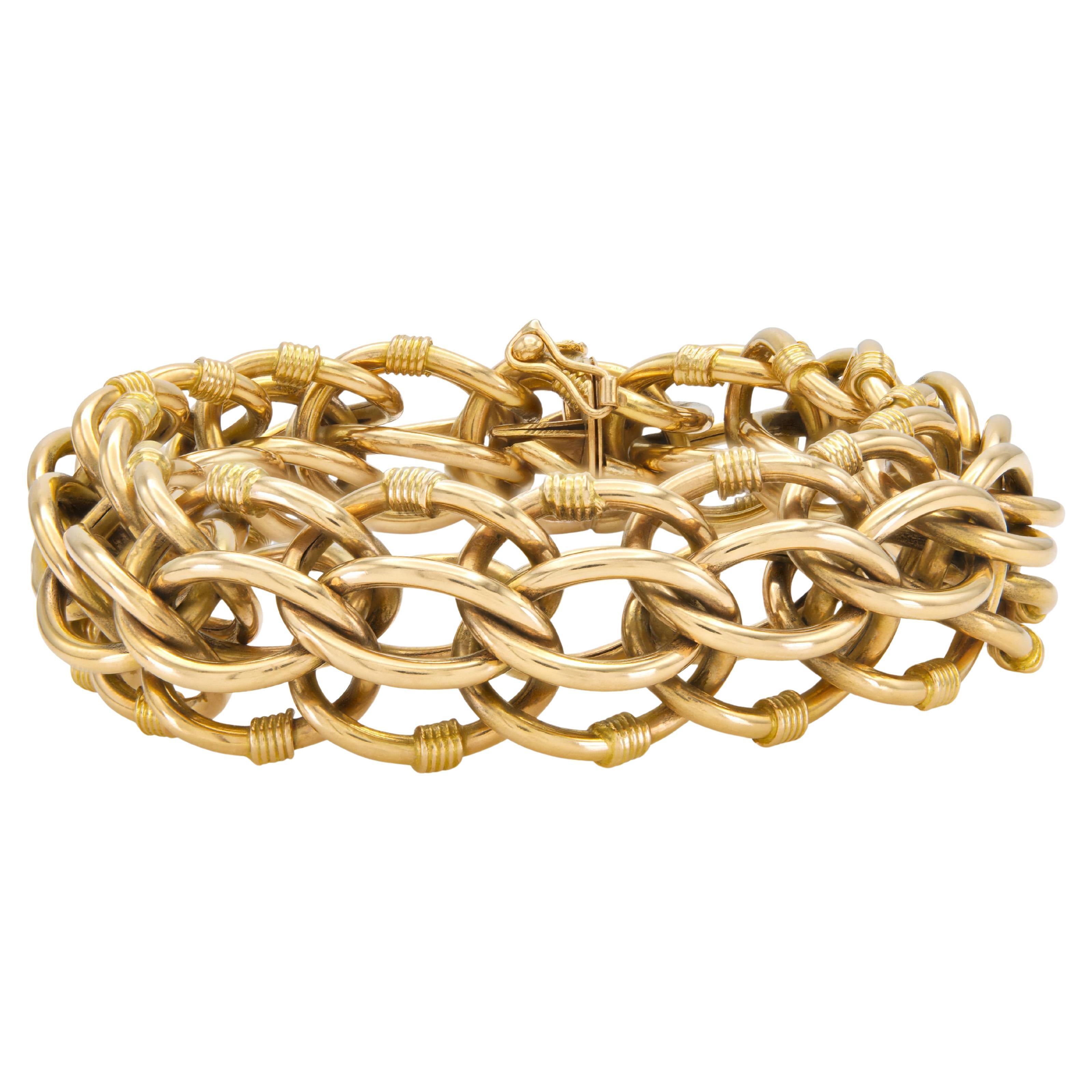 Vintage 1940s Retro Yellow Gold Link Bracelet