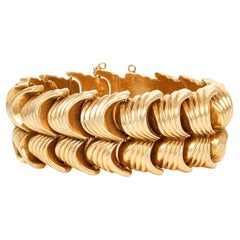 Vintage 1940s Retro Yellow Gold Scale Link Bracelet