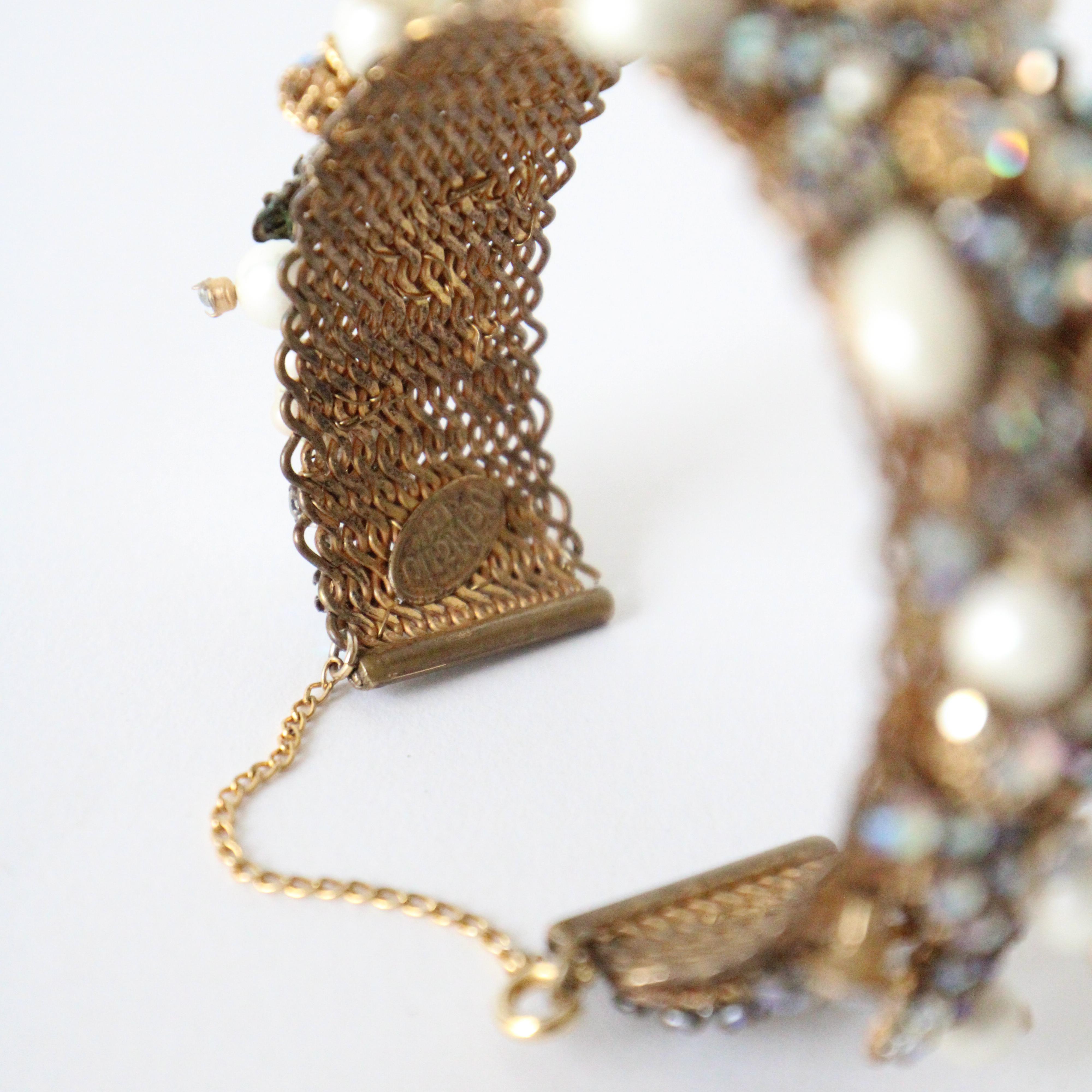 Art déco Parure Vintage 1940's Robert DeMario Filigree Rhinestone Demi-Parrure Jewellery Set en vente