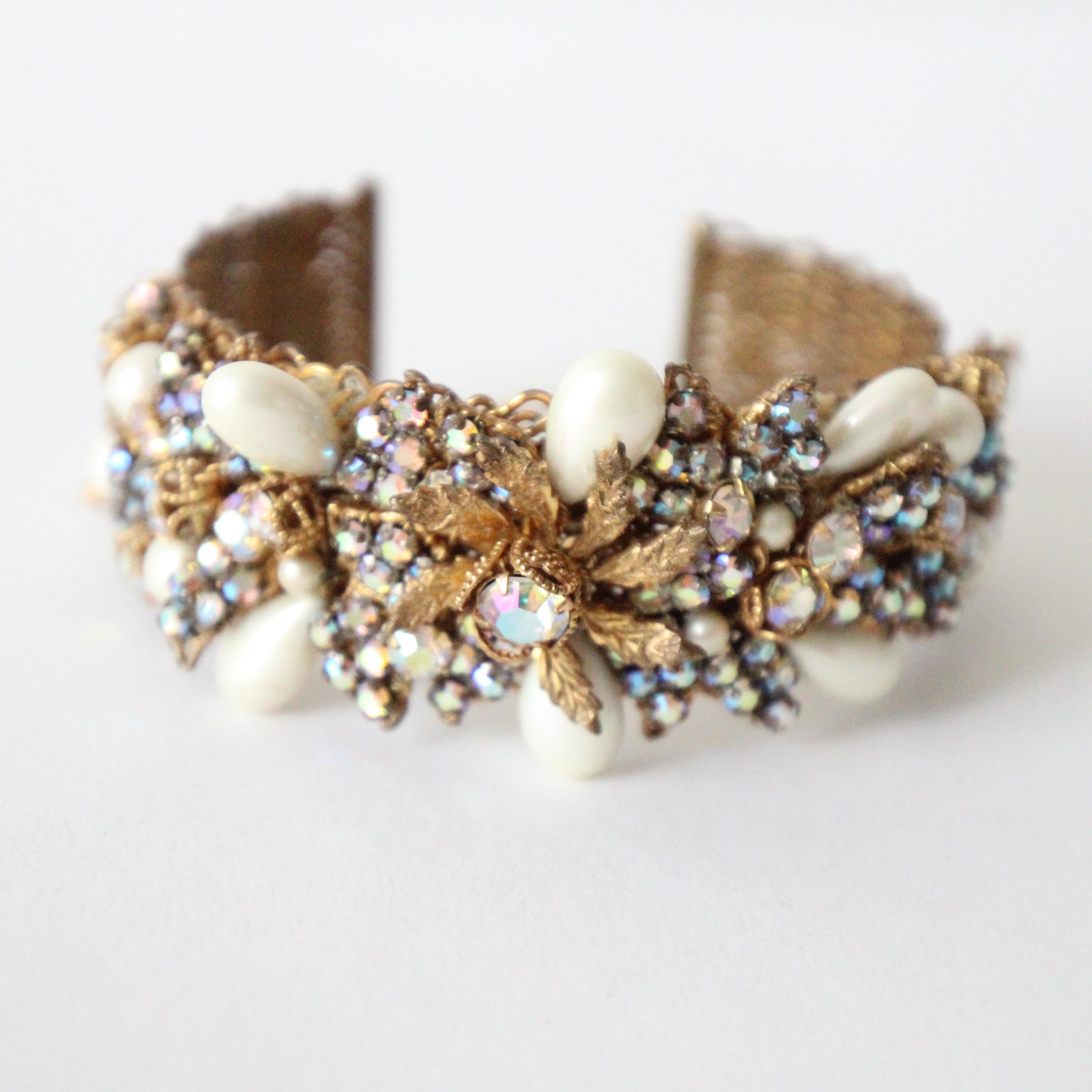 Parure Vintage 1940's Robert DeMario Filigree Rhinestone Demi-Parrure Jewellery Set Bon état - En vente à Cheltenham, GB