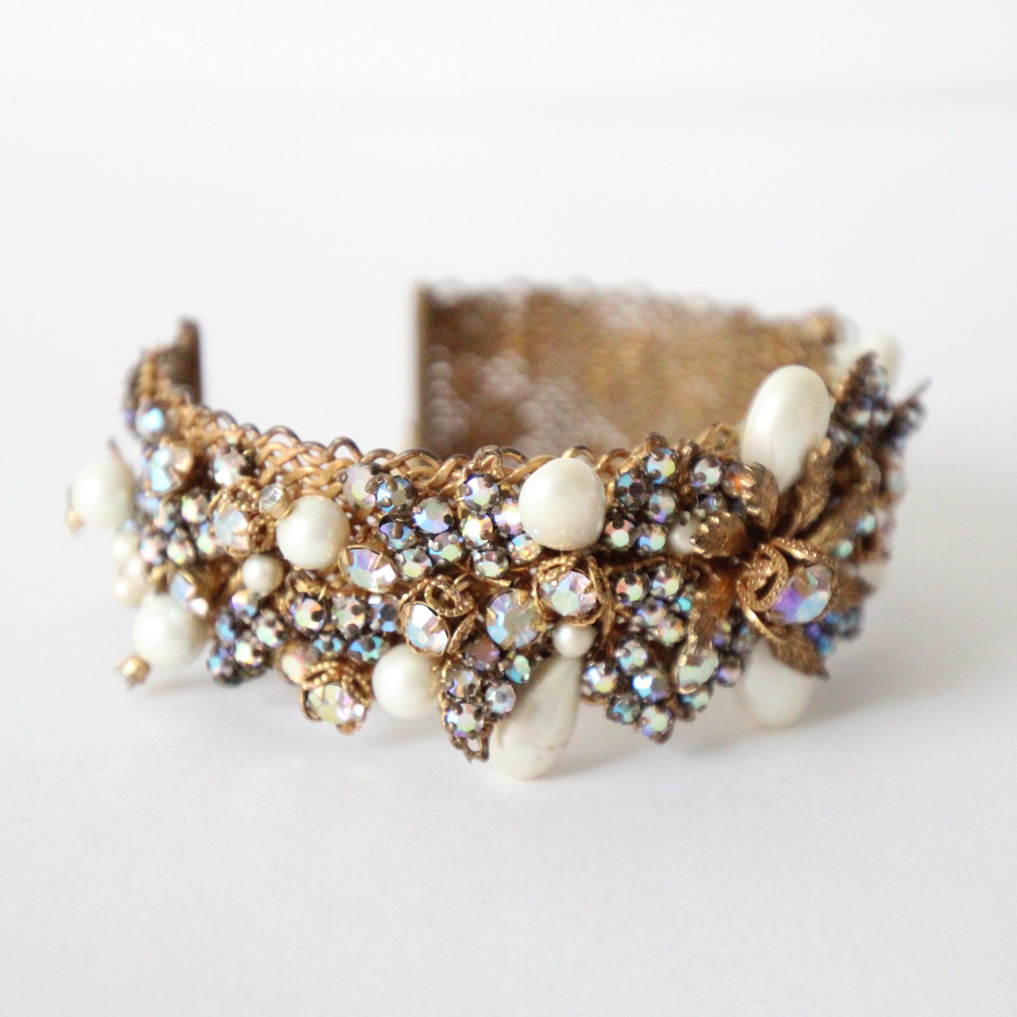 Parure Vintage 1940's Robert DeMario Filigree Rhinestone Demi-Parrure Jewellery Set Unisexe en vente