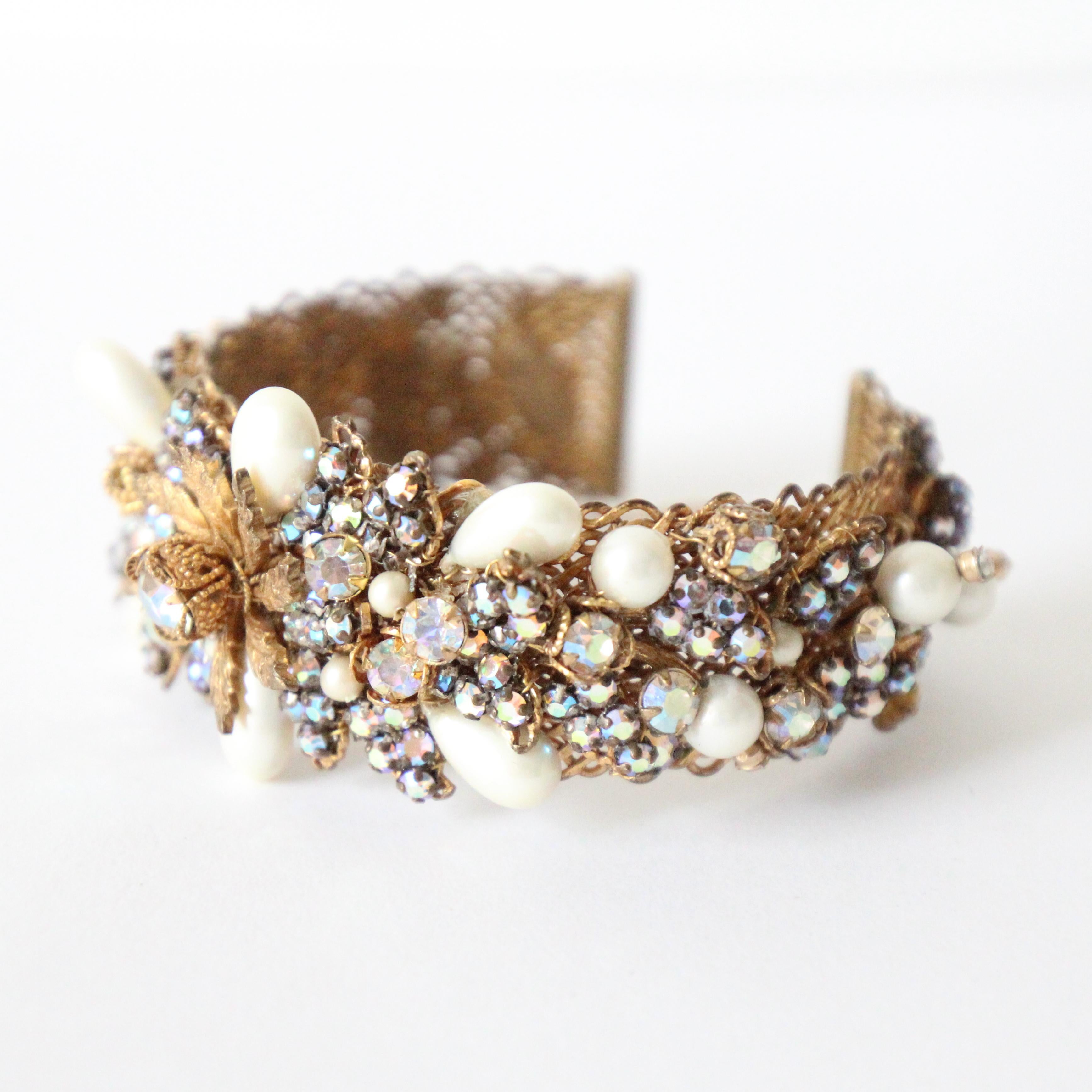 Parure Vintage 1940's Robert DeMario Filigree Rhinestone Demi-Parrure Jewellery Set en vente 1