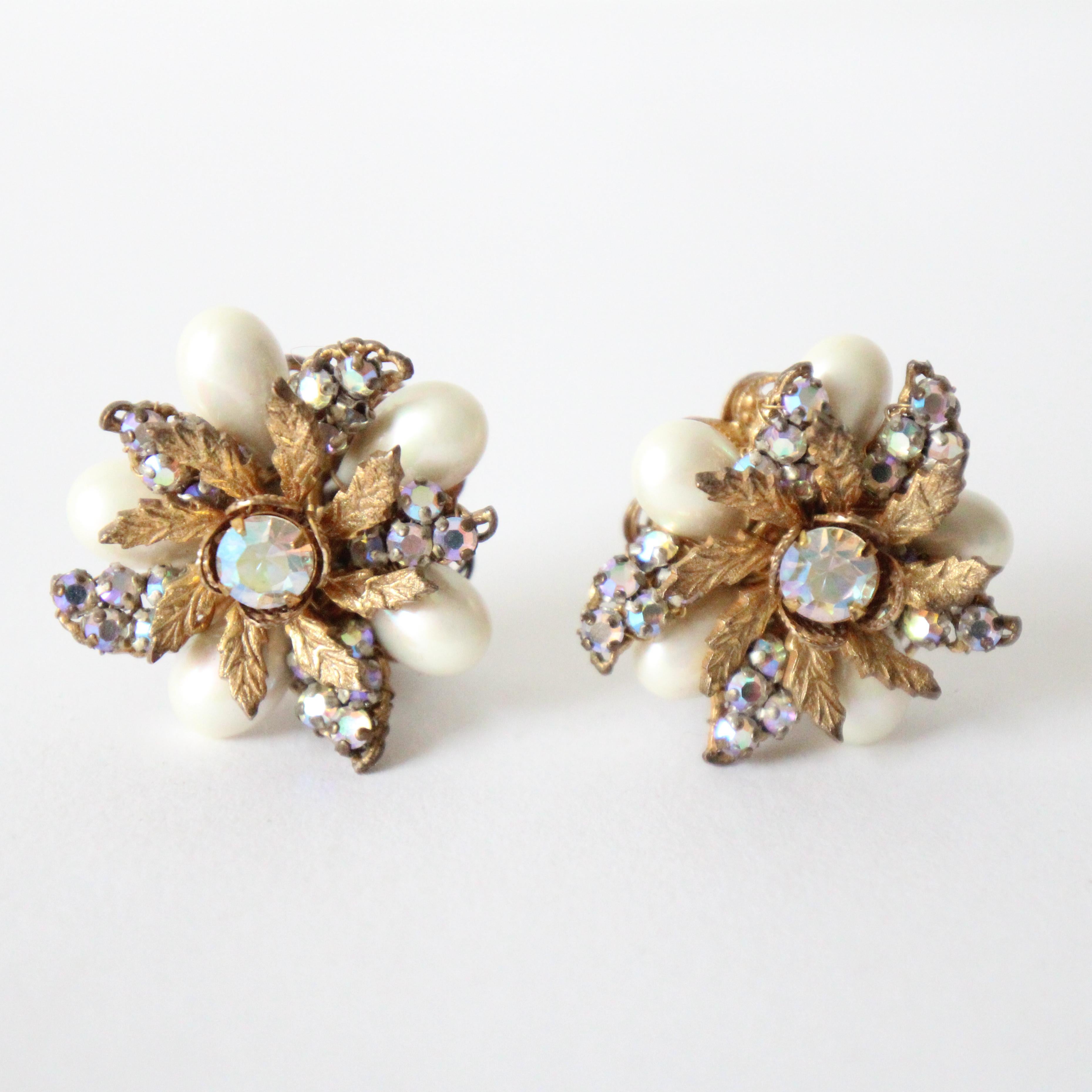 Parure Vintage 1940's Robert DeMario Filigree Rhinestone Demi-Parrure Jewellery Set en vente 3