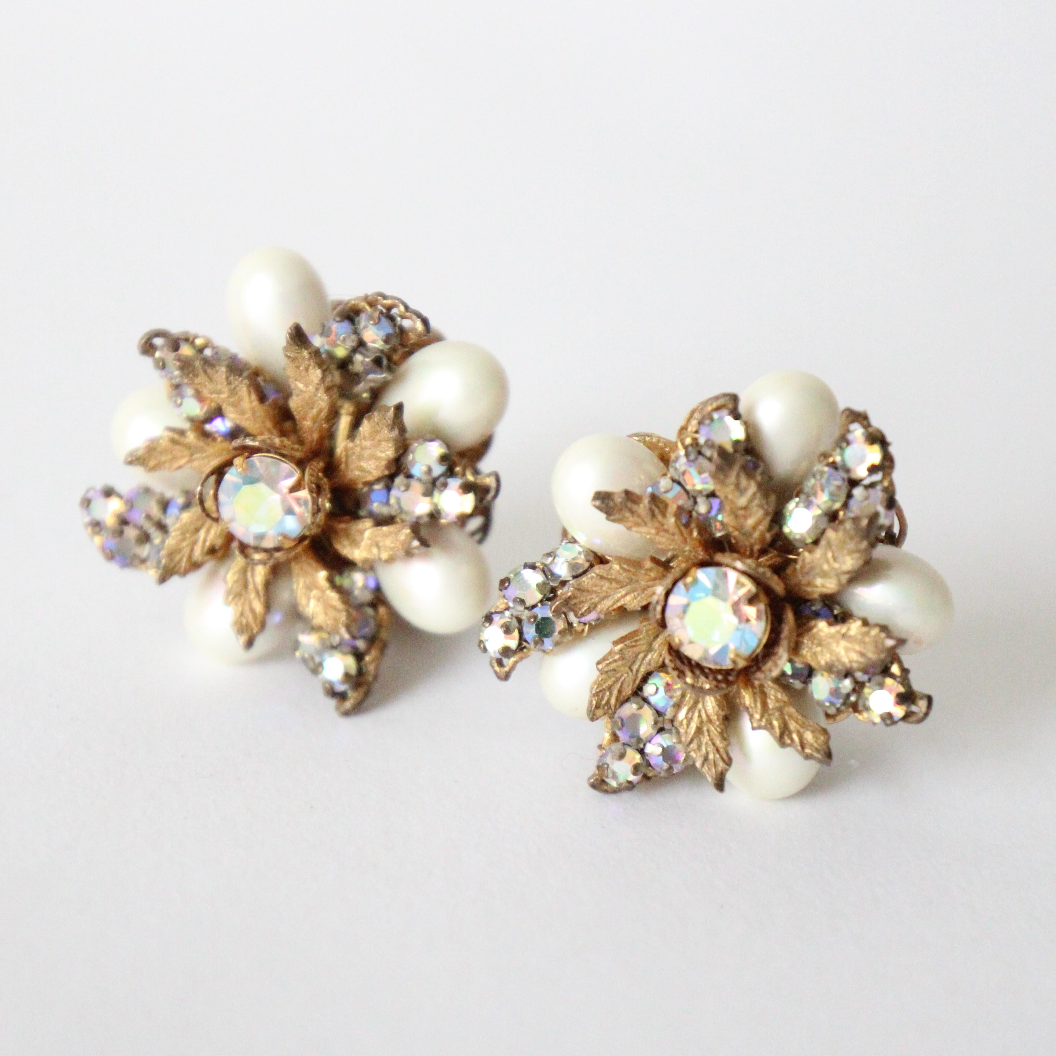 Parure Vintage 1940's Robert DeMario Filigree Rhinestone Demi-Parrure Jewellery Set en vente 4