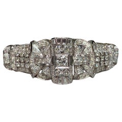 Vintage 1940’s Round Baguette Diamond Platinum Cocktail Bracelet 16.34ctw 7”