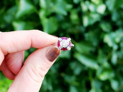 Vintage 1940s Ruby and Diamond Platinum Cocktail Ring