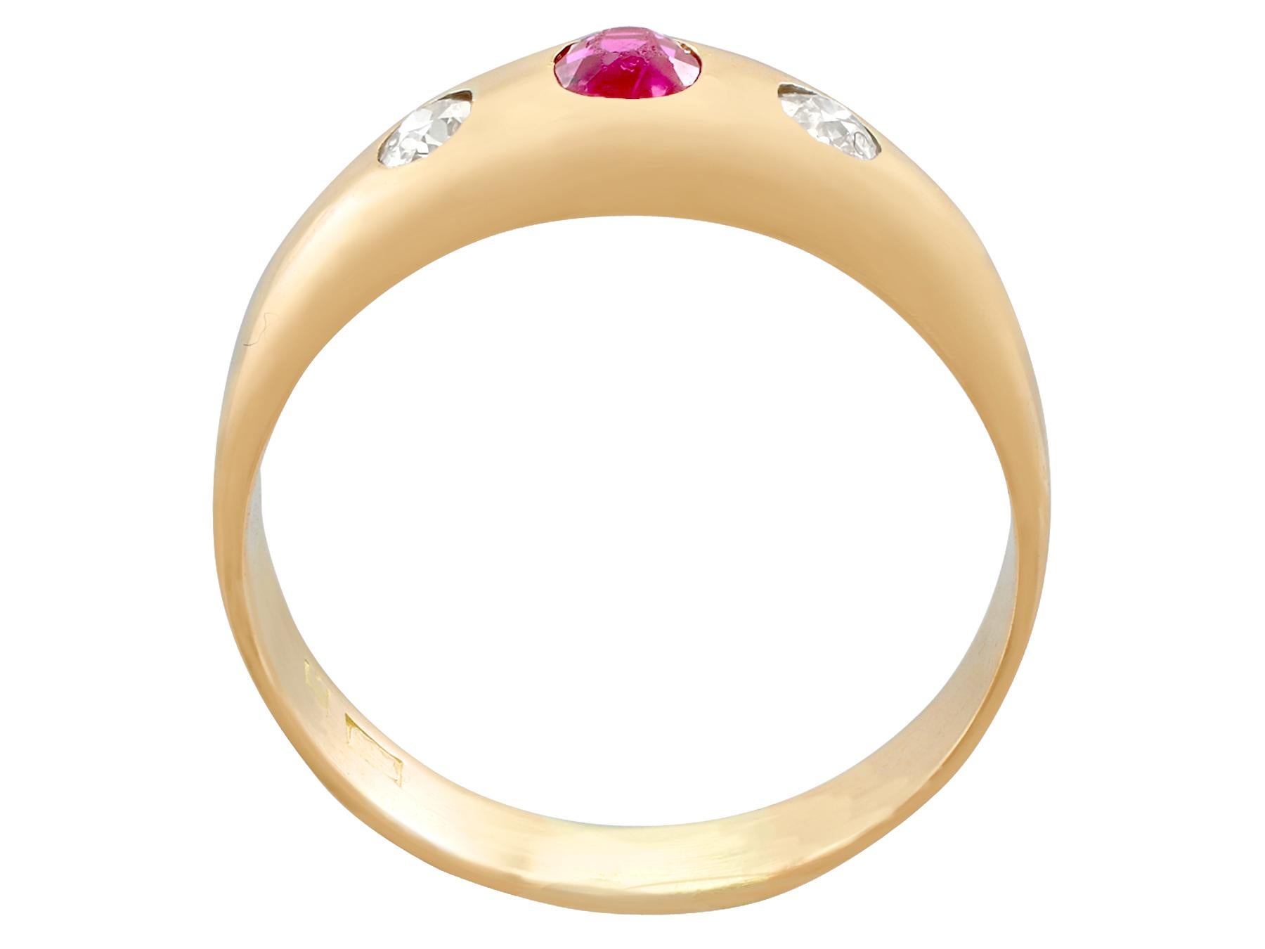 Women's or Men's 1940s Ruby and Diamond Rose Gold Cocktail Ring For Sale