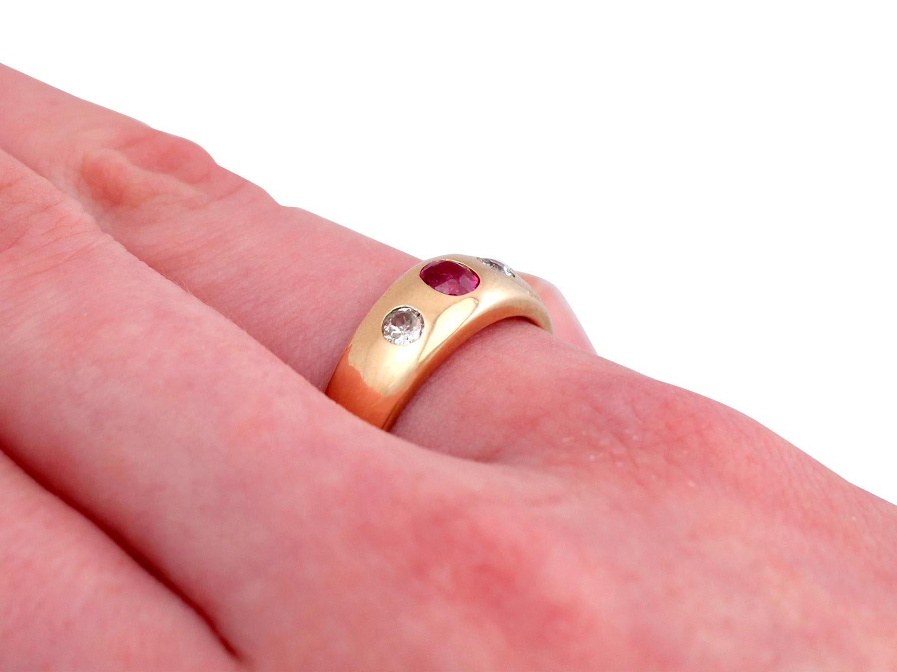 1940s Ruby and Diamond Rose Gold Cocktail Ring For Sale 2