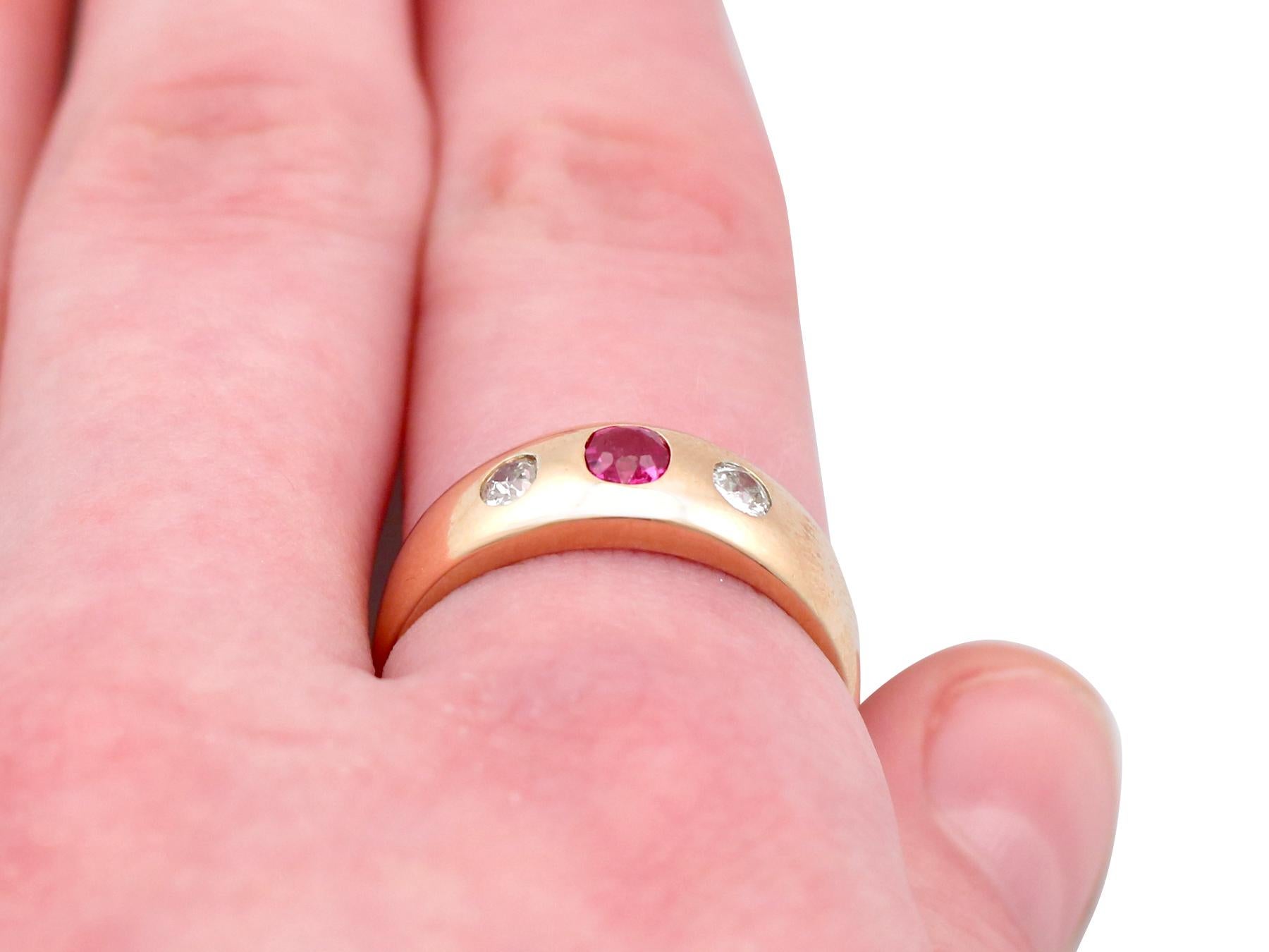 1940s Ruby and Diamond Rose Gold Cocktail Ring For Sale 3