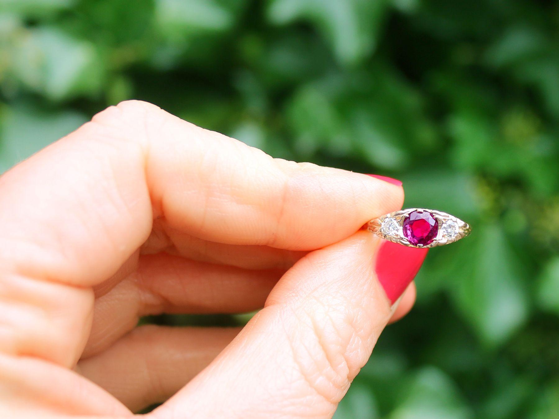 An impressive 0.68 carat ruby and 0.24 carat diamond, 18 karat yellow gold cocktail ring; part of our diverse vintage jewelry and estate jewelry collections.

This fine and impressive 1940s ruby dress ring has been crafted in 18k yellow gold.

The