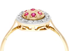 1940s Ruby Diamond Yellow Gold Cocktail Ring