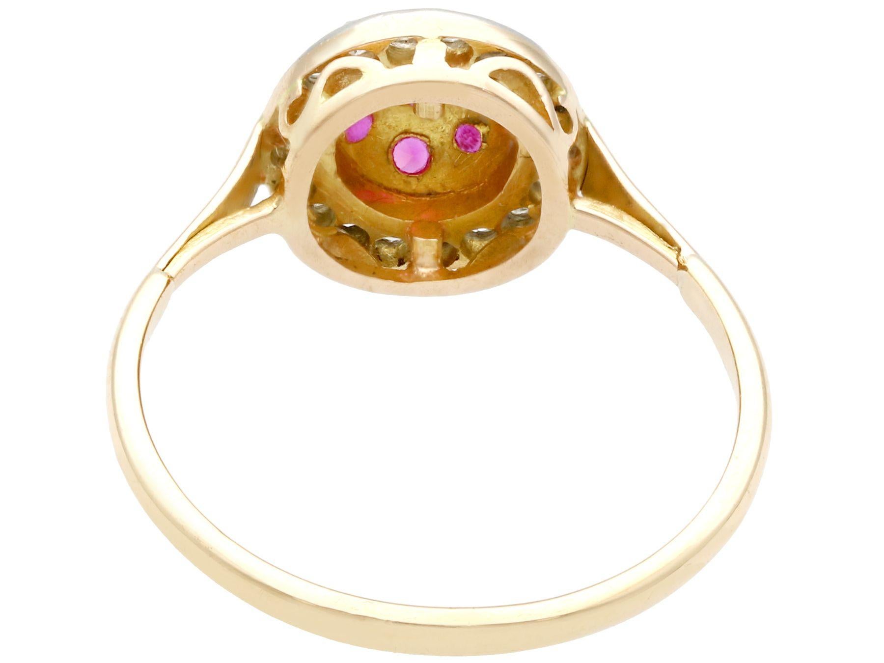 Retro Vintage 1940s Ruby Diamond Yellow Gold Cocktail Ring For Sale