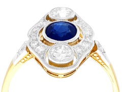 Vintage 1940s Sapphire and Diamond Yellow Gold Cocktail Ring