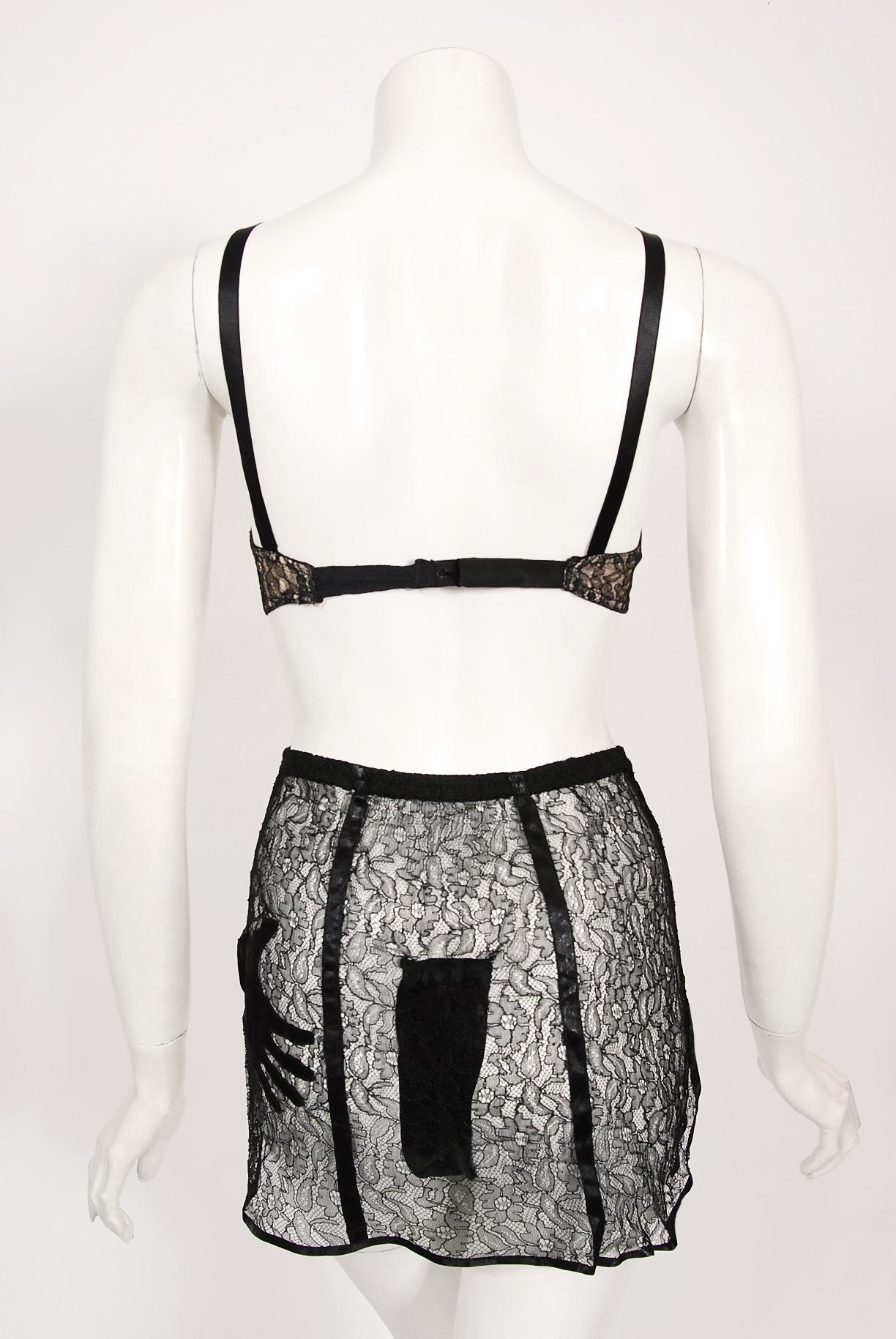 Vintage 1940's Schiaparelli Inspired 'Hands On' Silk Appliqué Lace Bra & Panties 5