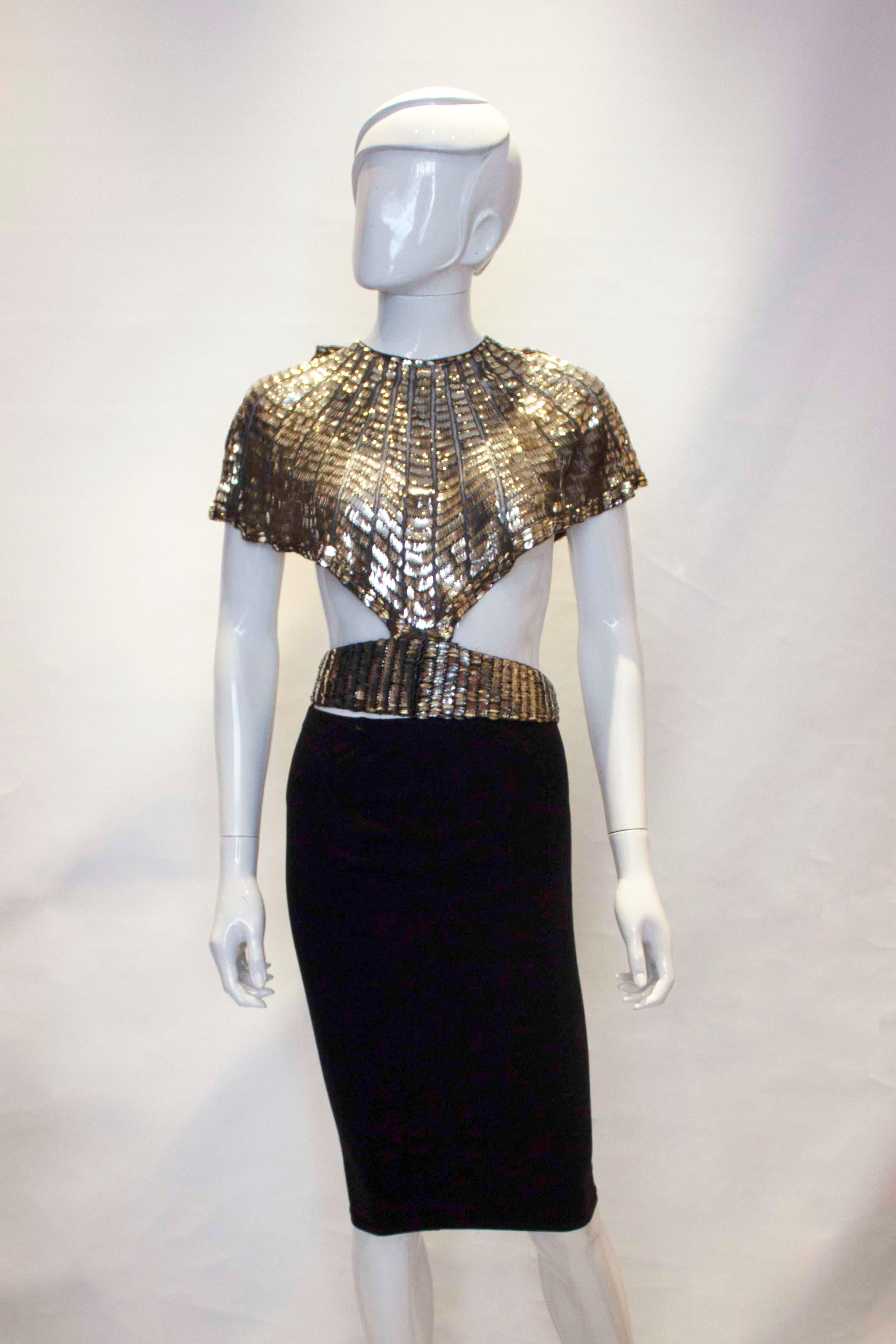 XS/S | 1940s Brown Faille Sequin Top