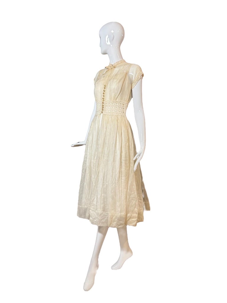1940s sheer dress Late 1930s 1940s Sheer Blue Cotton Organdy Dress Romantic Lingerie Style Dress-30CR