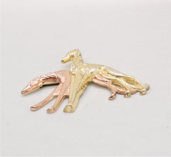 Vintage 1940s Signed Monet Sterling Book Piece Greyhounds Brooch