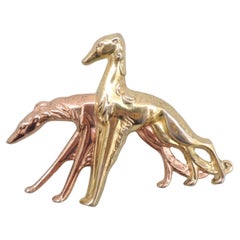 Vintage 1940s Signed Monet Sterling Pieces Greyhounds Brooch