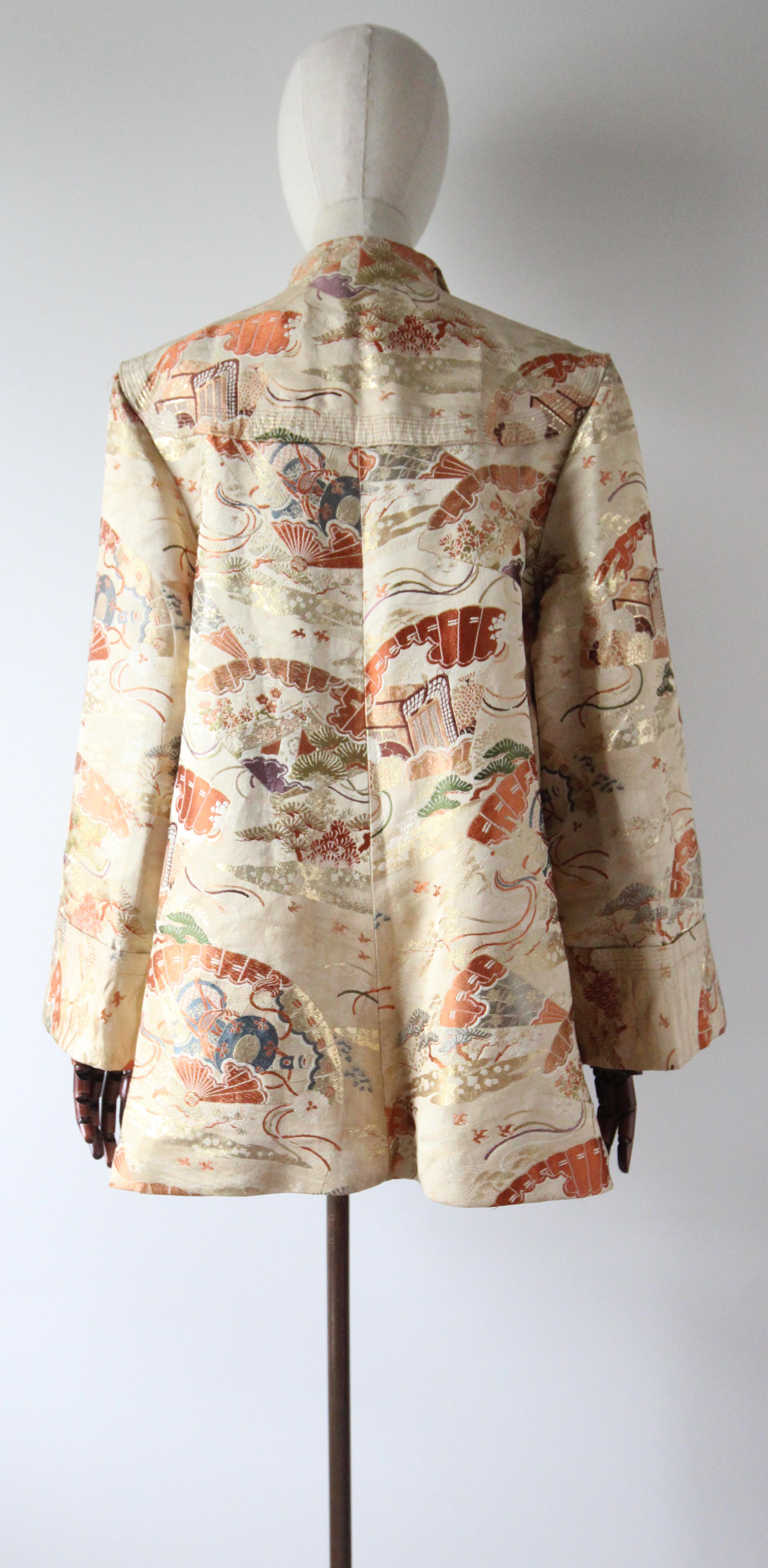 Vintage 1940's Silk Brocade Jacket Original 1940's Chinoiserie Jacket UK 14-16 en vente 2
