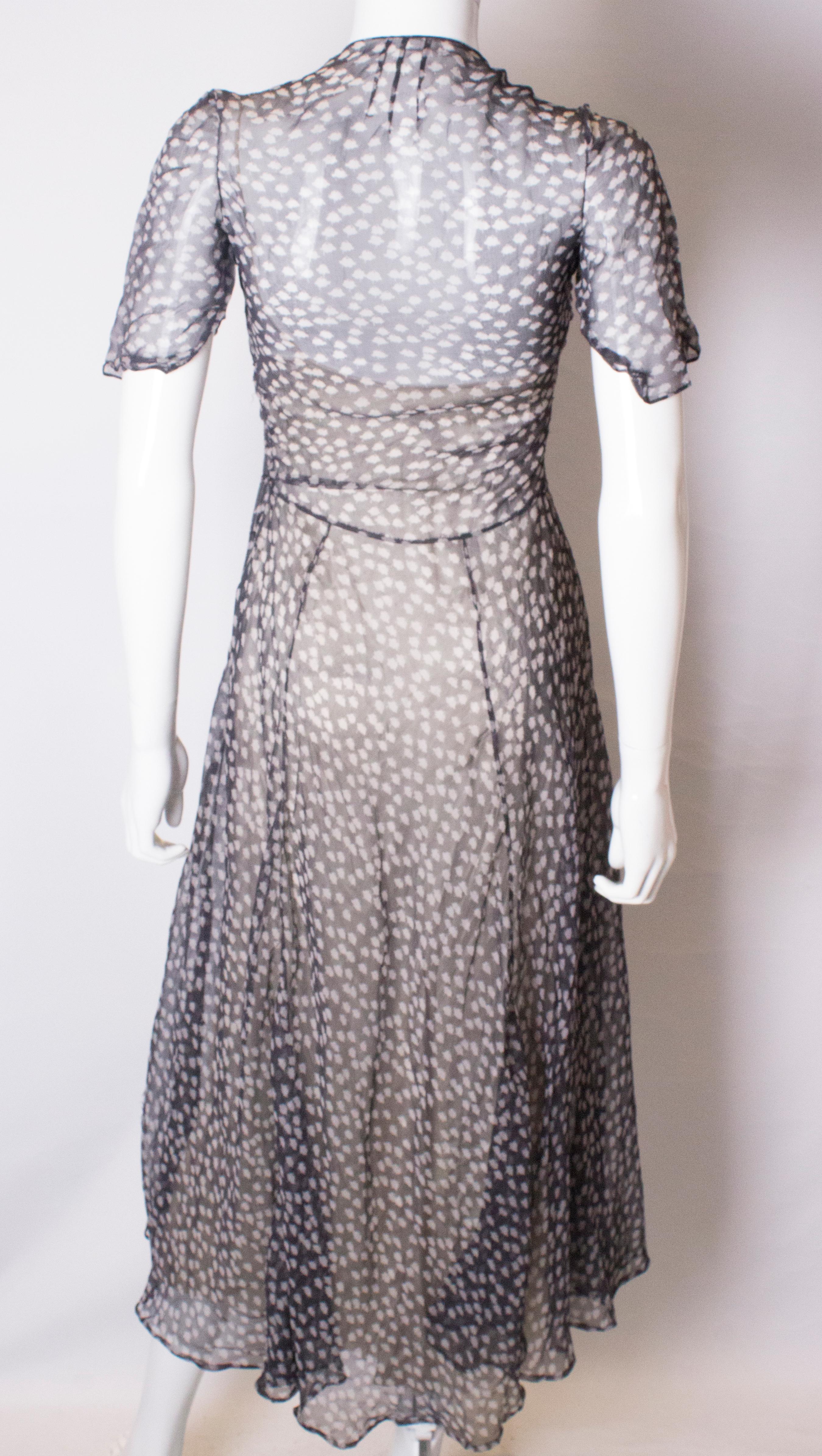 Vintage 1940s Silk Chiffon Dress 1