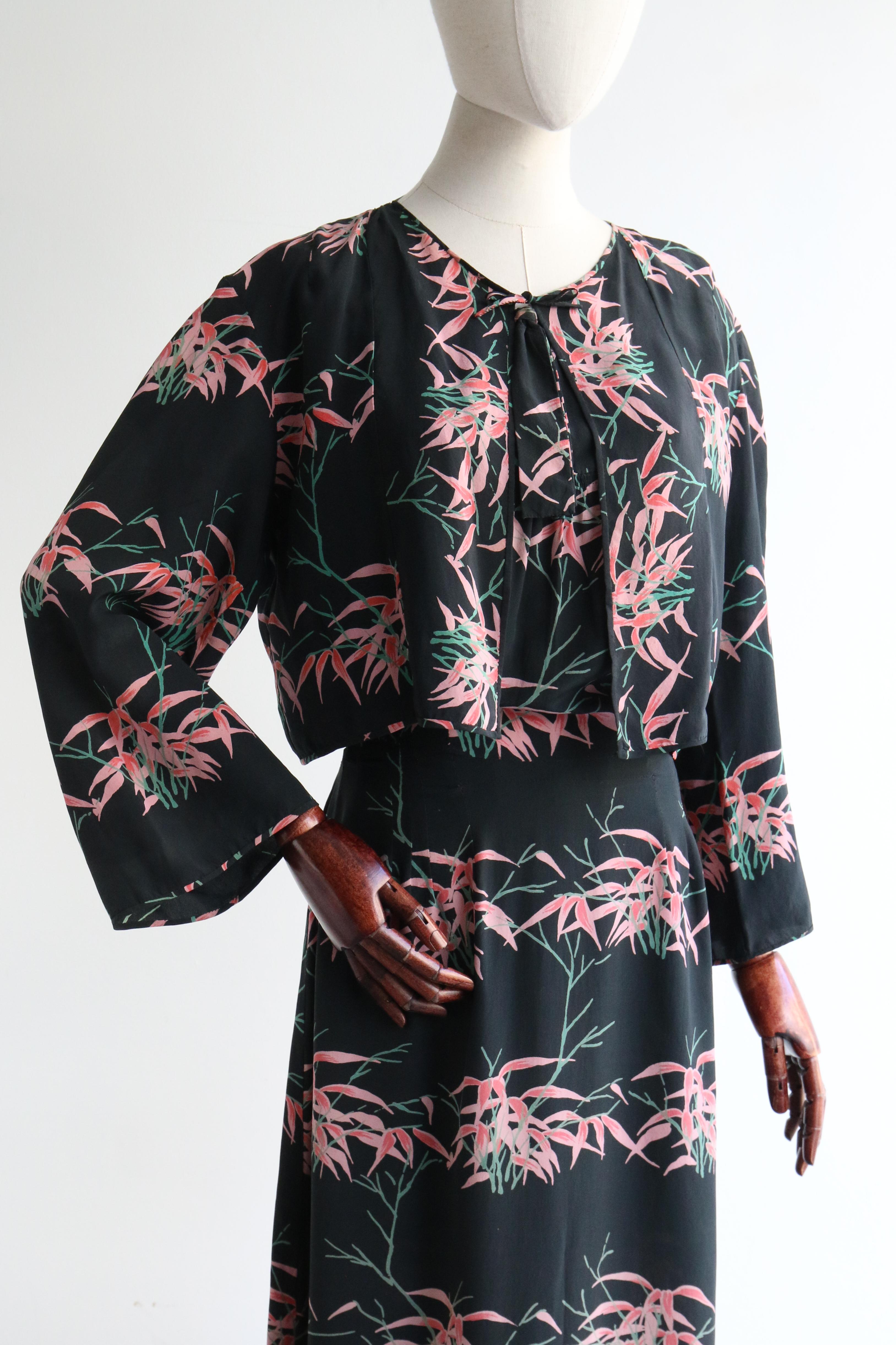 Vintage 1940's Silk Pink Floral Dress & Jacket UK 14 US 10 7