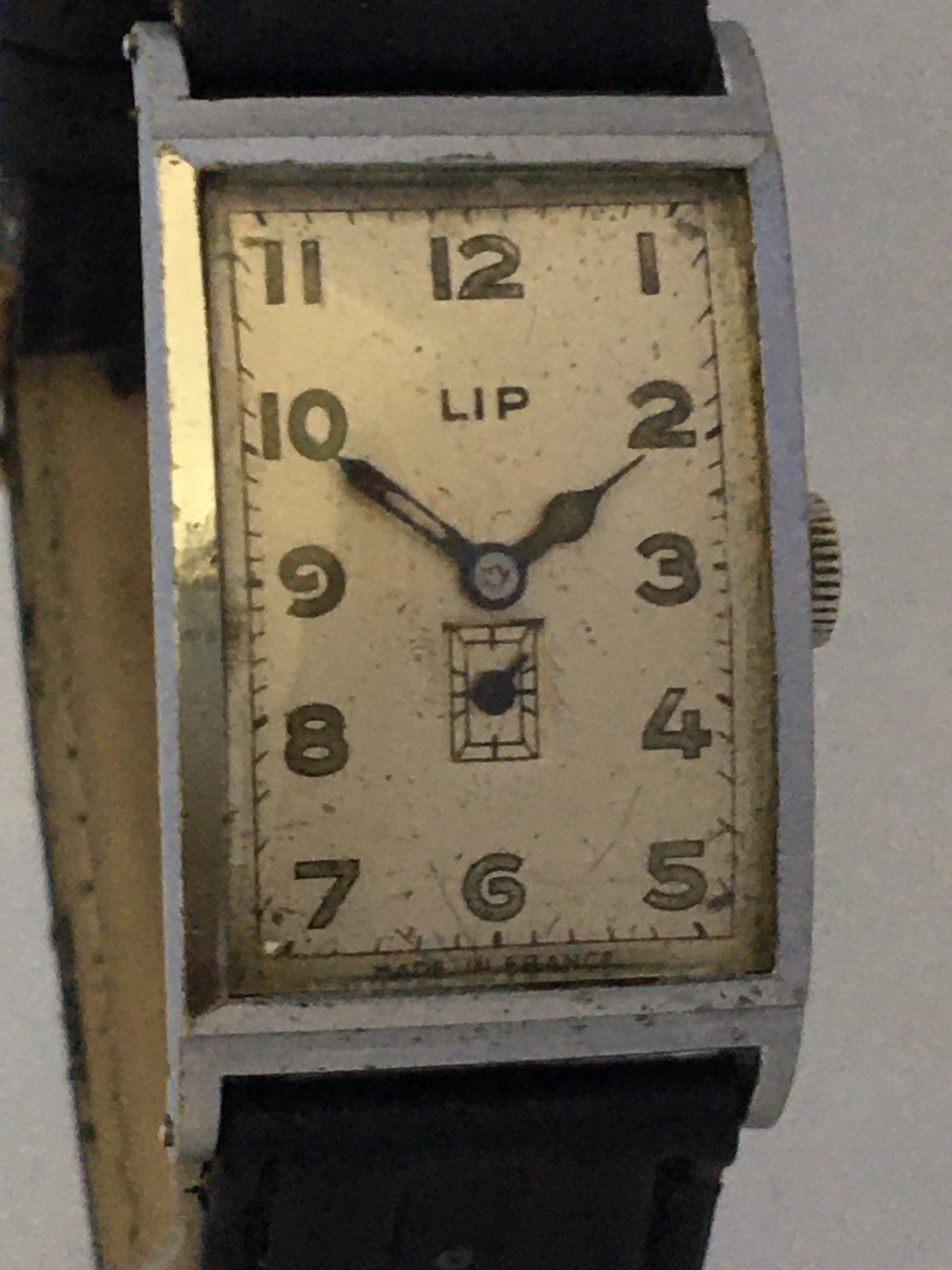 Vintage 1940s Silver plated LIP Mechanical Watch For Sale 4