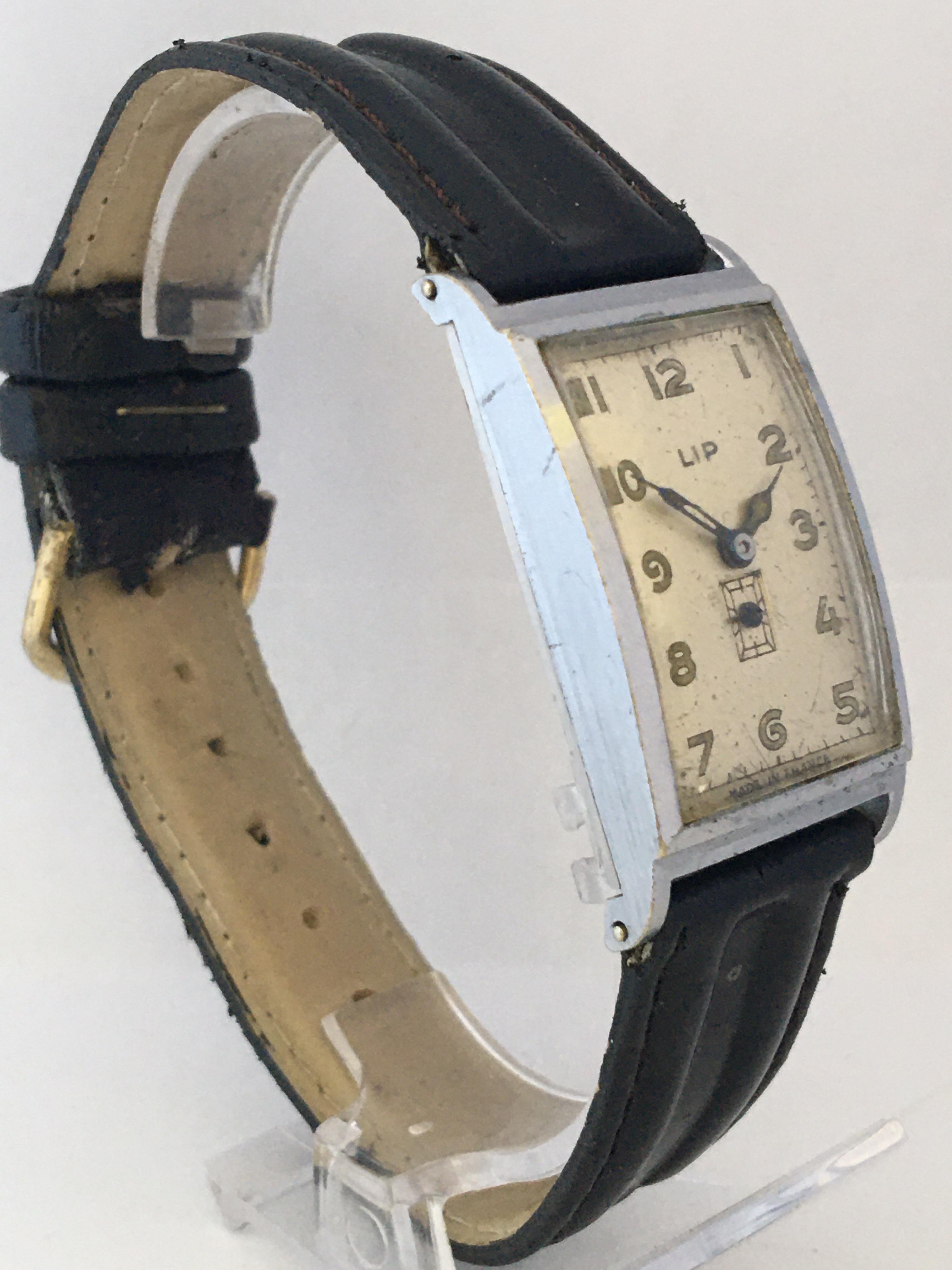 Vintage 1940s Silver plated LIP Mechanical Watch For Sale 5
