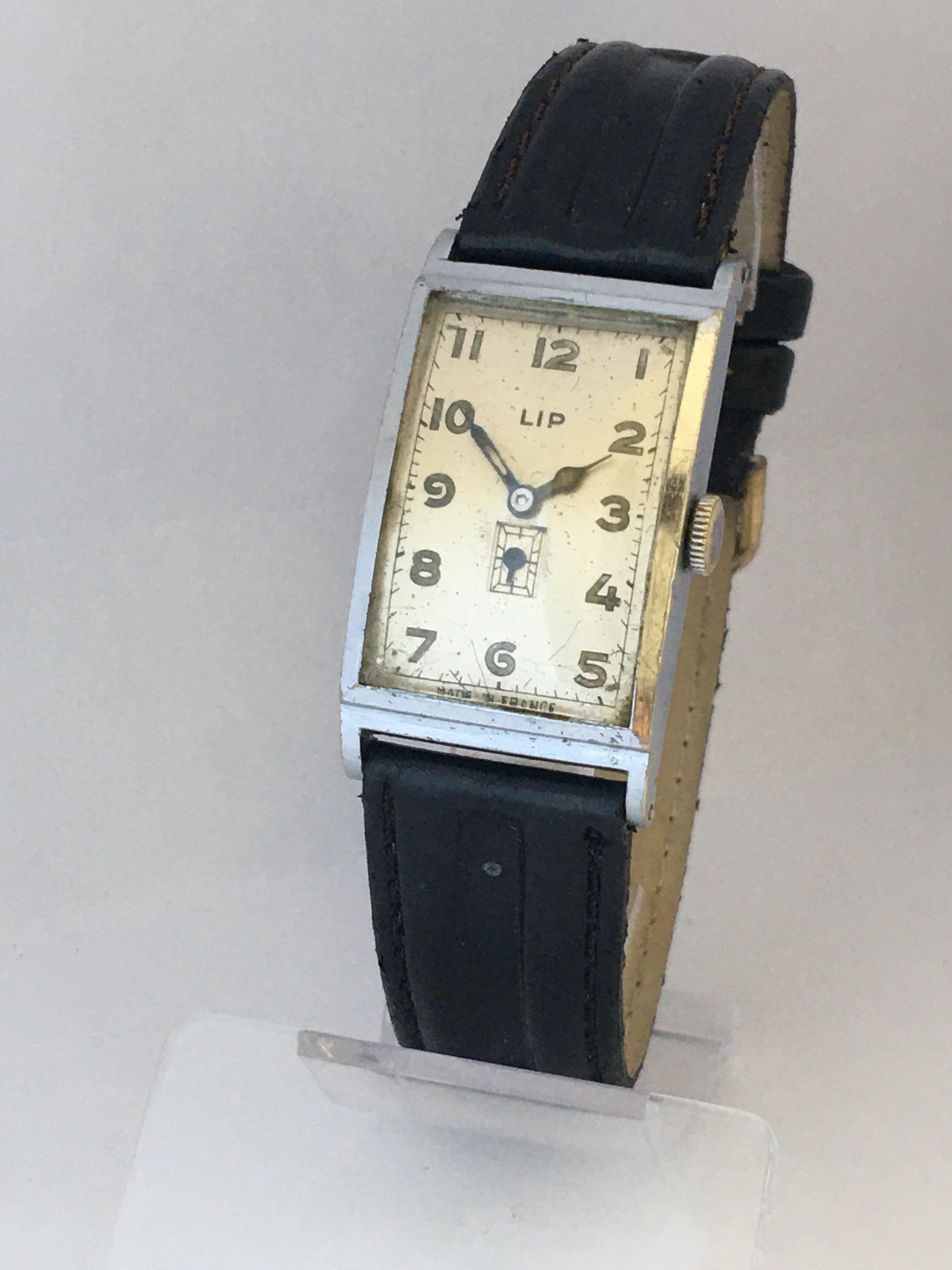 Vintage 1940s Silver plated LIP Mechanical Watch For Sale 2