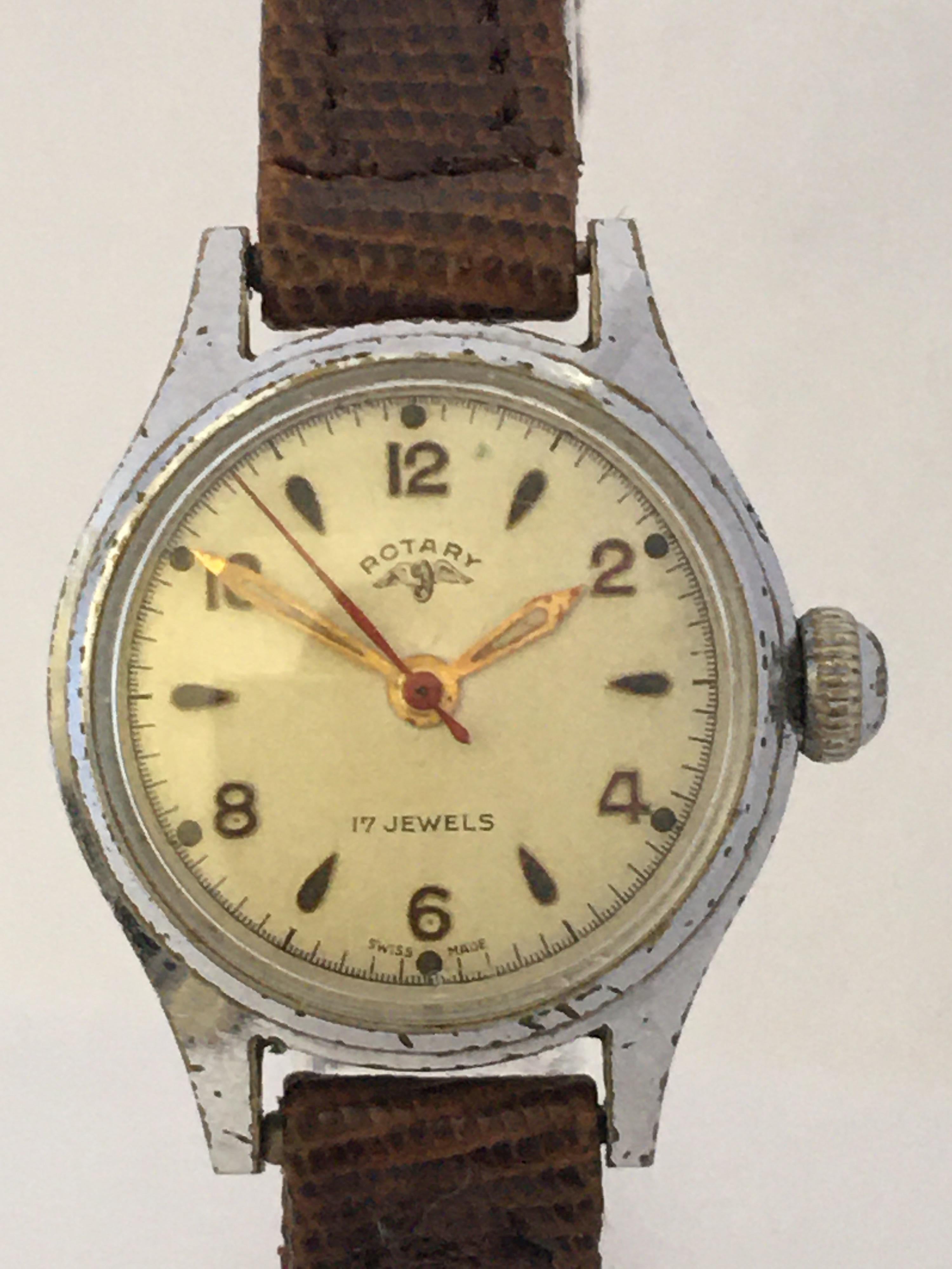 This beautiful pre-owned hand winding ladies watch is in good working condition and it is running well. Visible signs of ageing and wear with light scratches and tarnishes on the silver plated watch case as shown. 

Please study the images carefully