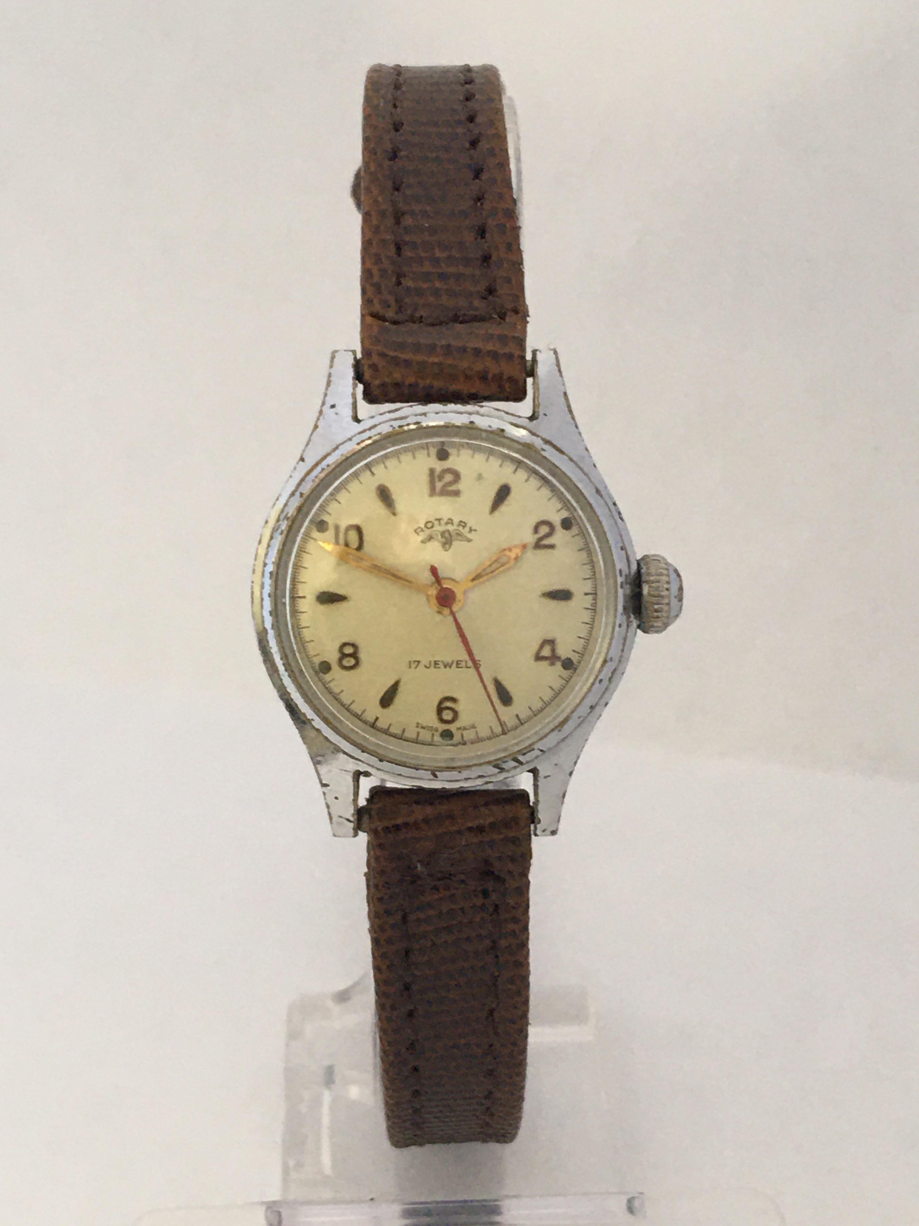 Vintage 1940s Silver Plated Rotary Ladies Mechanical Watch For Sale 2