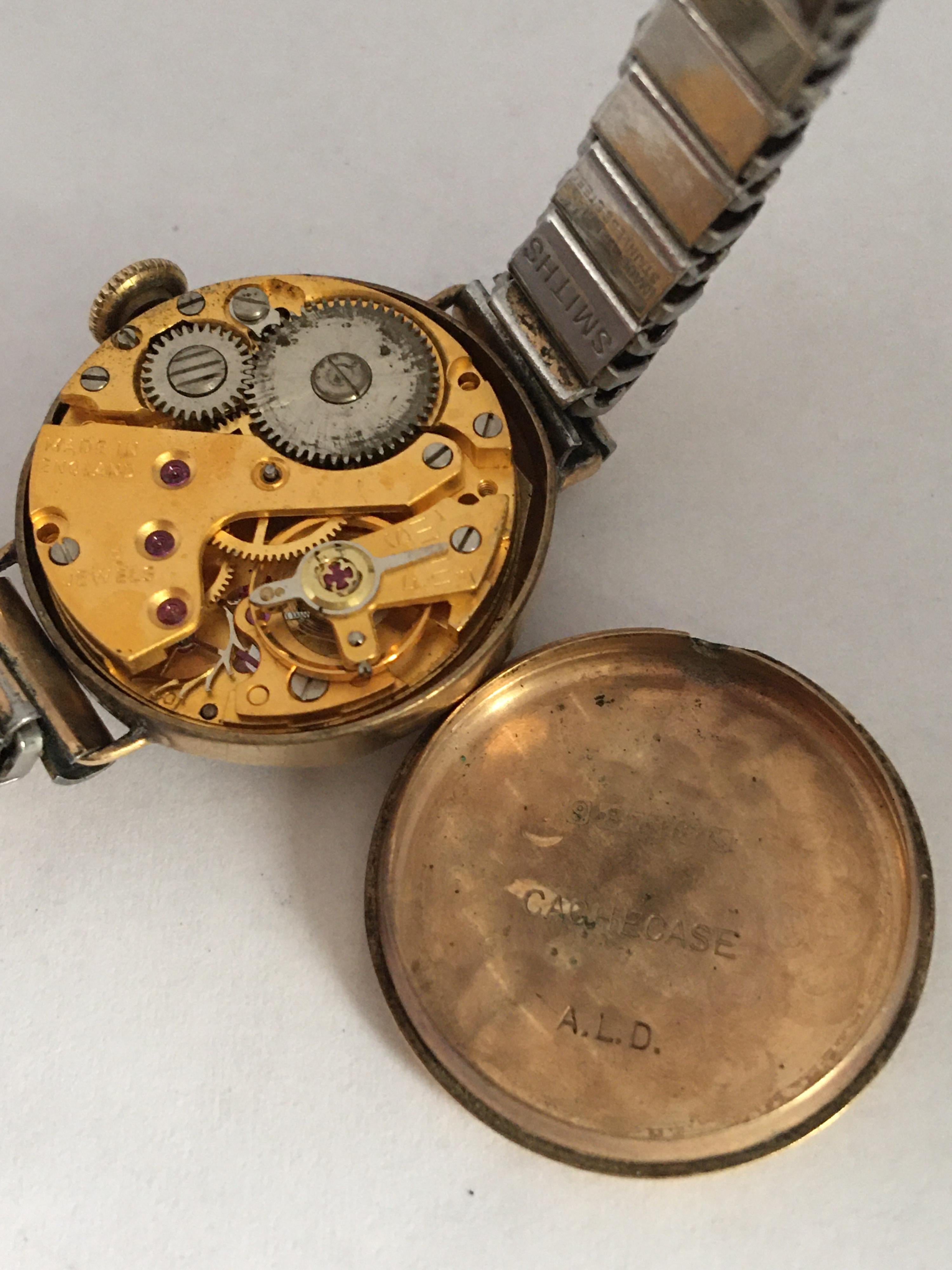Vintage 1940s Smiths Astral 9 Karat Gold Ladies Mechanical Watch For Sale 2