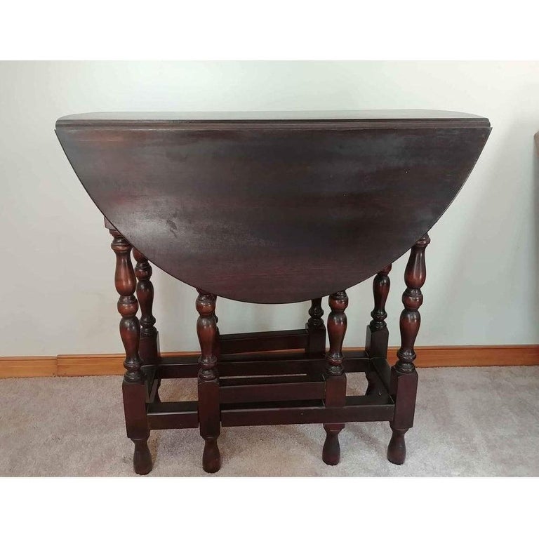 Vintage 1940s Solid Mahogany DropLeaf Gateleg Accent Table For Sale at