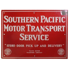 Vintage 1940s Southern Pacific Lines Motor Transport Service Porcelain Sign