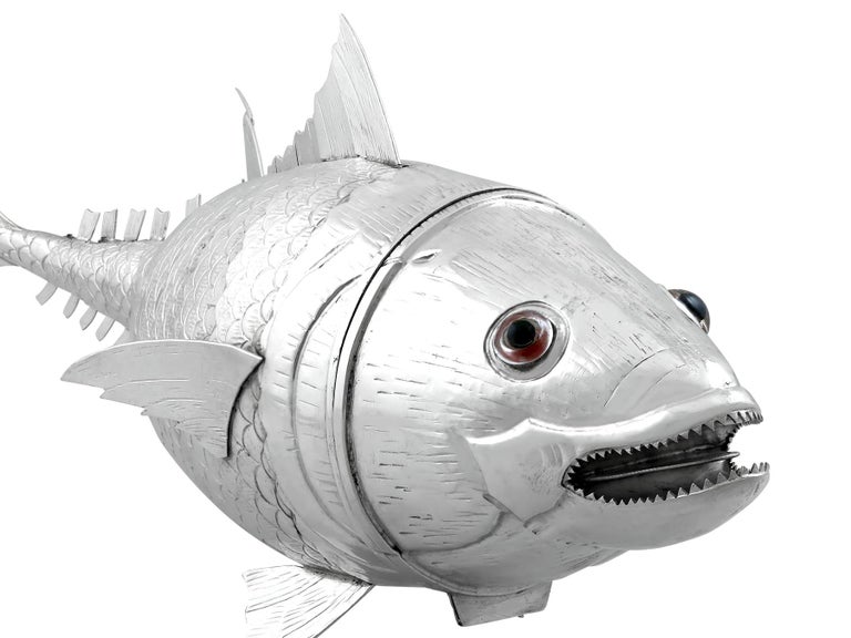 antique silver fish shaped atriculated box from 1800s denmark Low Grade Fish, Victorian Articulated Pendant  The Day Before Today antique silver fish box from