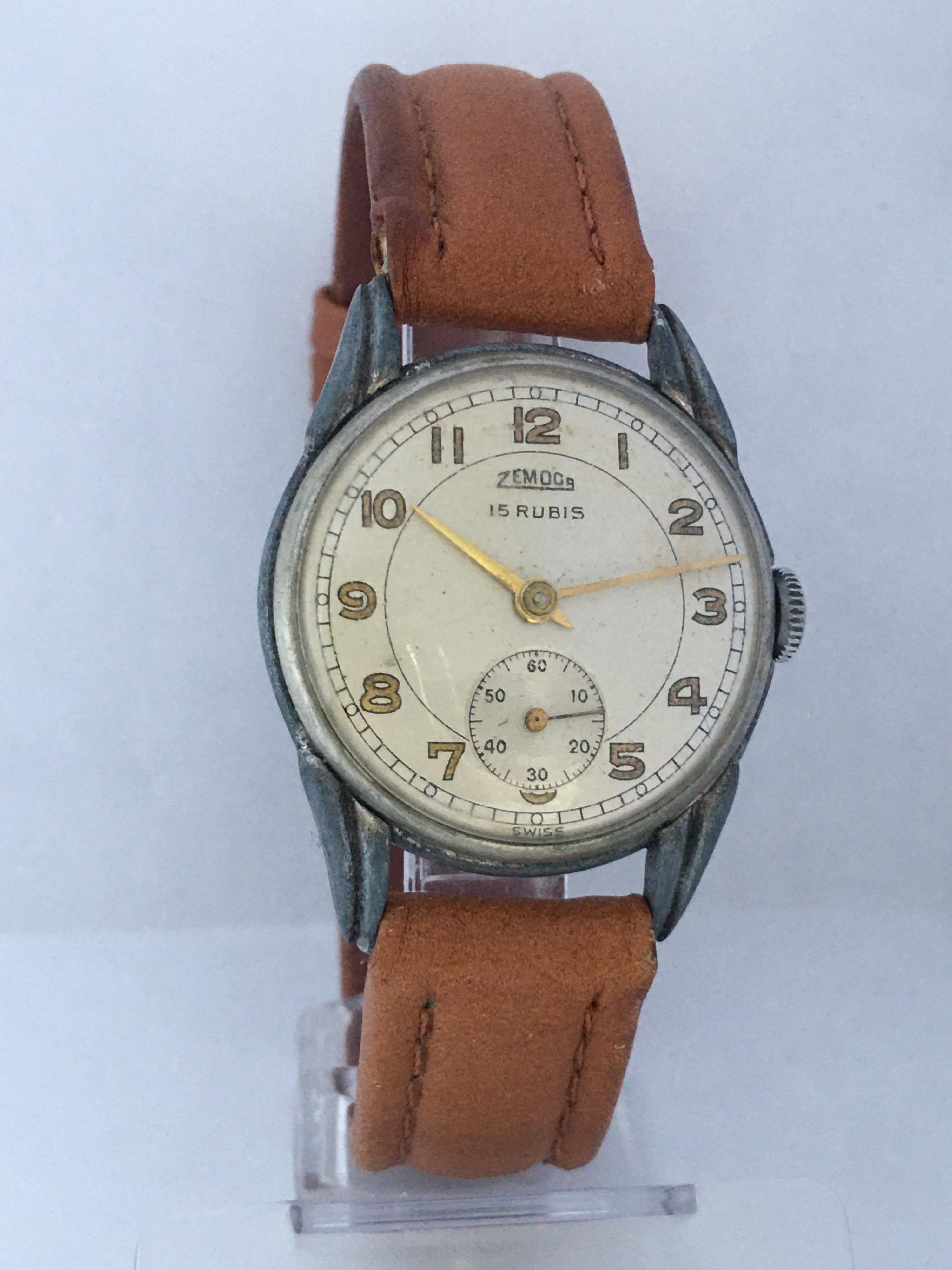 Vintage 1940s Stainless Steel Back Swiss Mechanical Watch 6