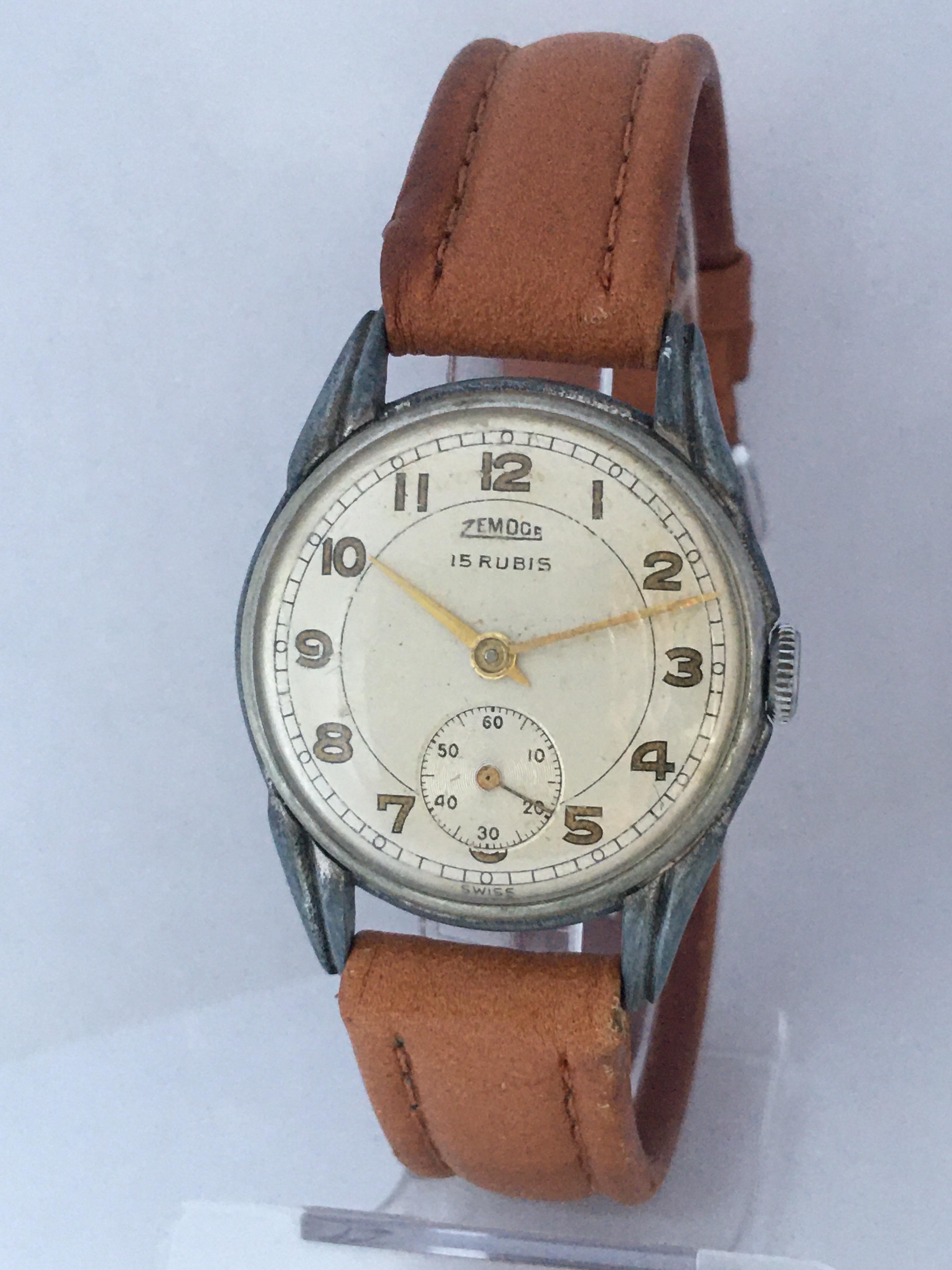 Vintage 1940s Stainless Steel Back Swiss Mechanical Watch 3