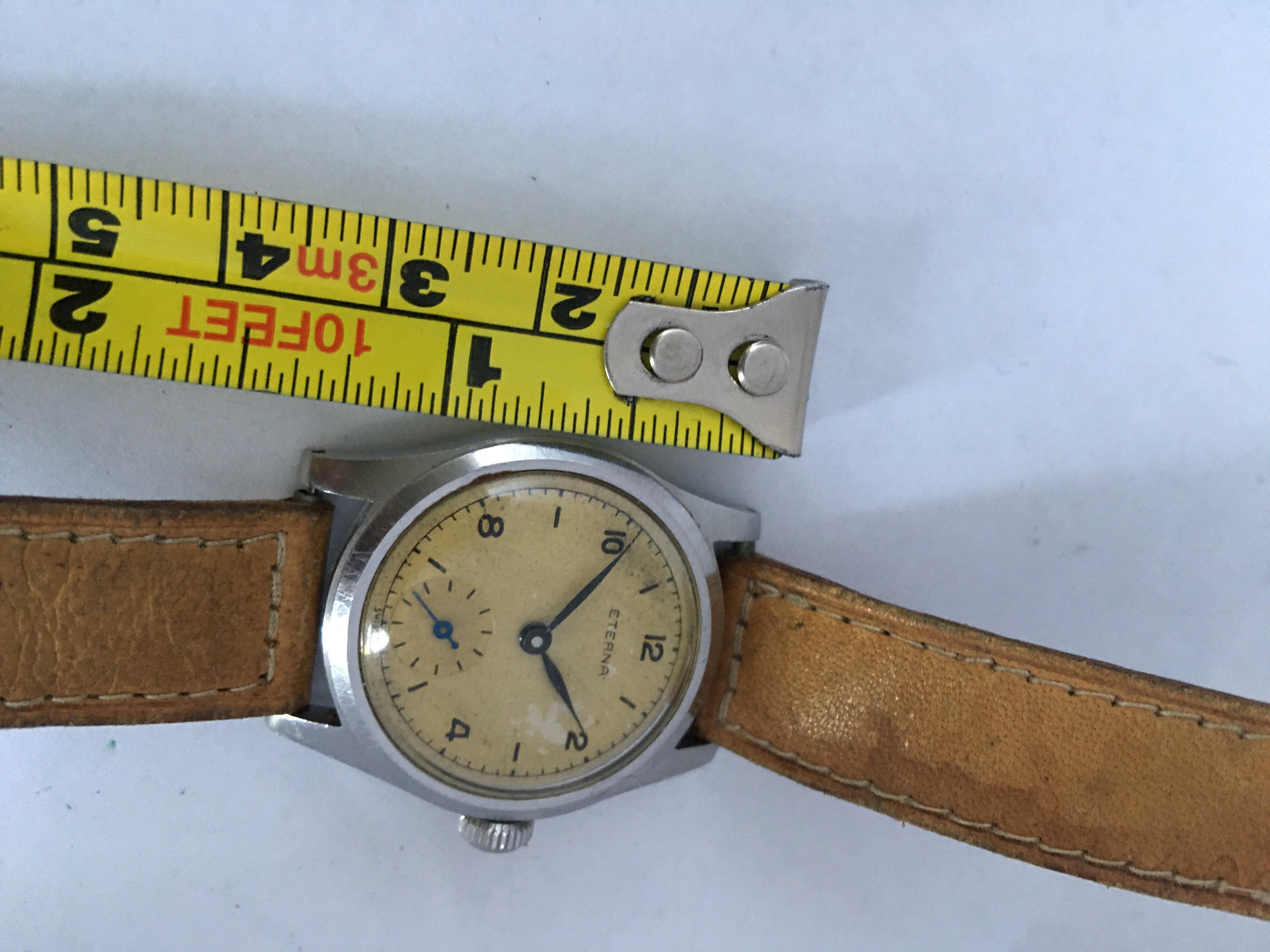 Vintage 1940s Stainless Steel Manual Winding Eterna Watch 2