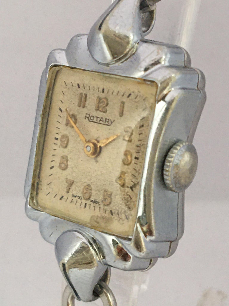 Vintage 1940s Stainless Steel Rotary Ladies Mechanical Watch In Good Condition For Sale In Carlisle, GB