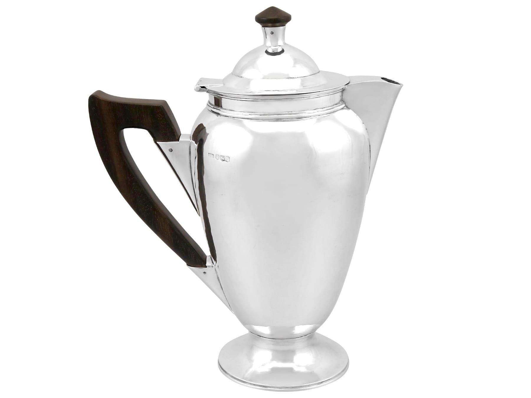 Vintage 1940s Sterling Silver Coffee Pot For Sale