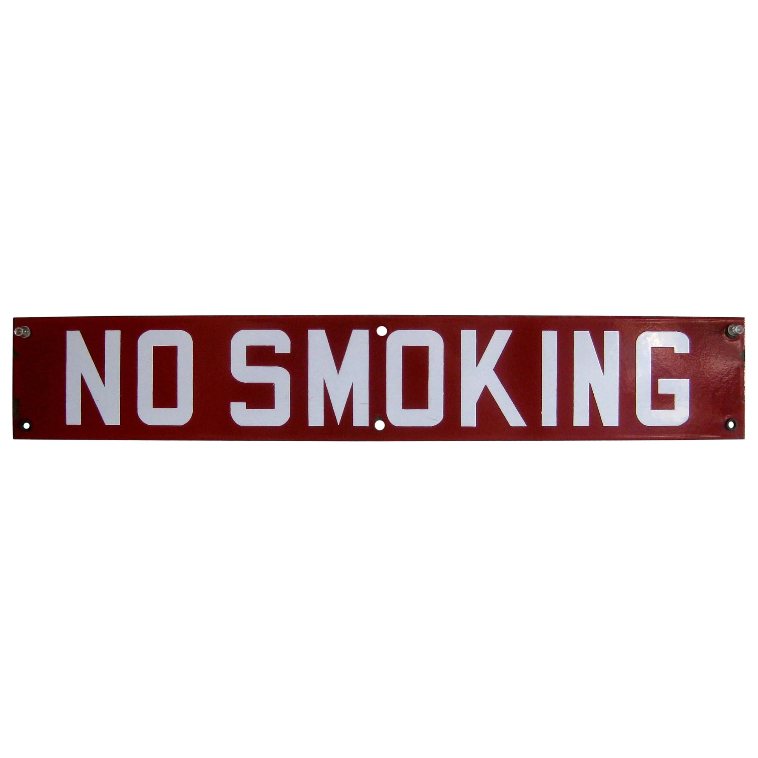 Vintage 1940s Store Gas Station "No Smoking" Porcelain Advertising Display Sign