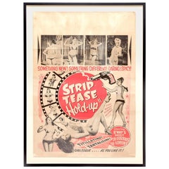 Vintage 1940s "Strip Tease Hold-Up" Burlesque Poster