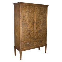 Vintage 1940s Swedish Wardrobe, AB Br Miller, Art Deco Press Cupboard, Walnut