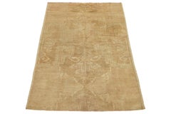 Vintage 1940s Tan Turkish Anatolian Handmade Wool Scatter Rug