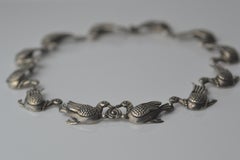 Vintage 1940's TAXCO hallmarked 980 sterling silver choker, hollow form ducks