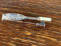 Vintage 1940's Tennis Racket Brooch Sterling 925 Silver Celluloid Nylon Thread