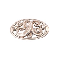 Vintage 1940's Tiffany & Co. Ornate Scroll Brooch - Sterling Silver