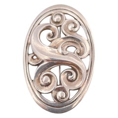 Vintage 1940
s Tiffany 
Co. Ornate Scroll Brooch - Sterling Silver